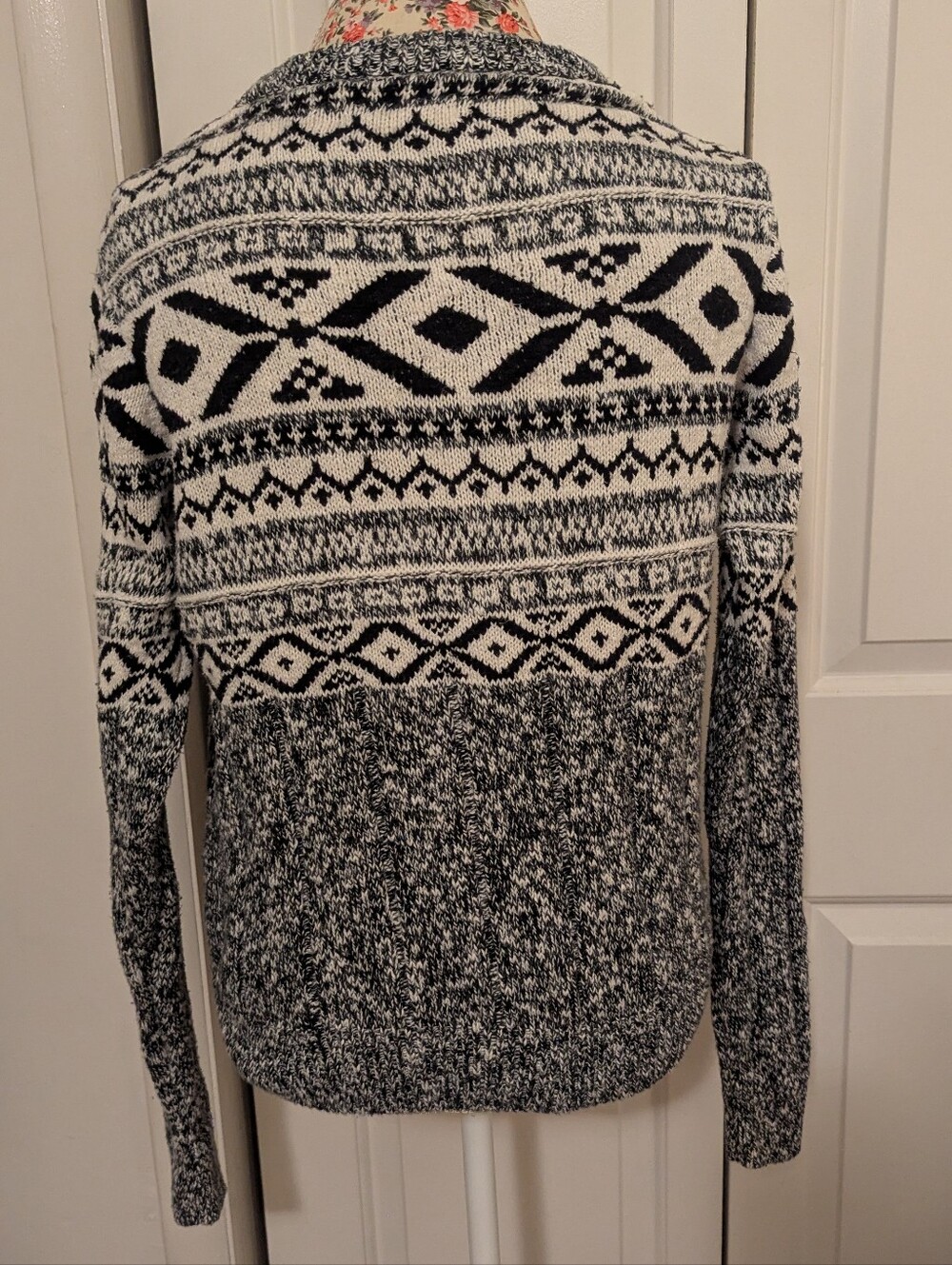 The Normal Brand women's Black and White Fair Isle Crewneck Sweater - Picture 3 of 7